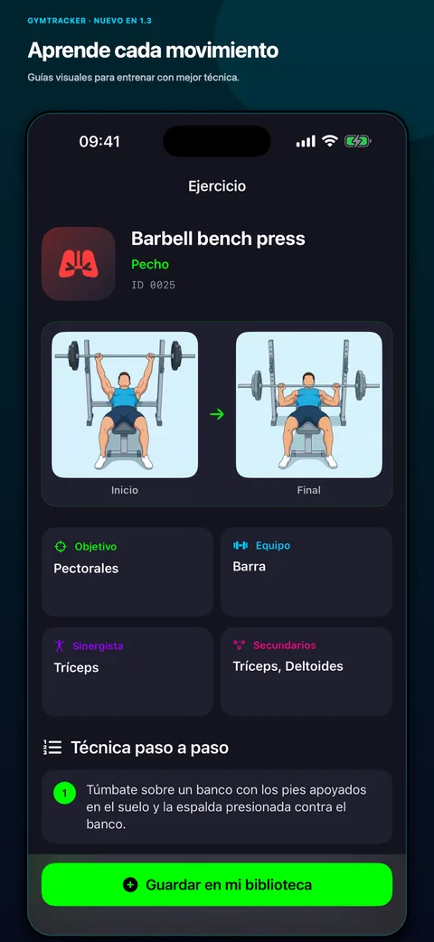 Atlas visual offline de ejercicios de GymTracker